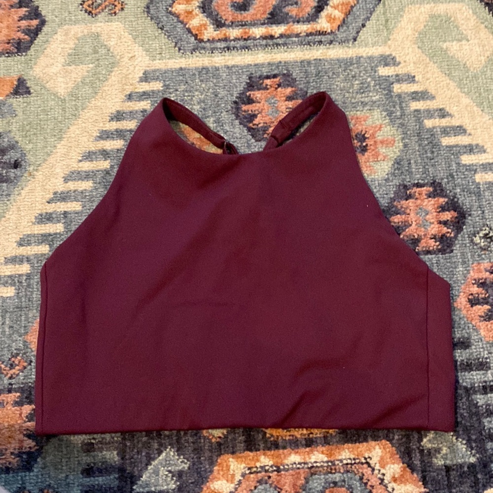 girlfriend collective Wine High-Neck Crop  Top size M